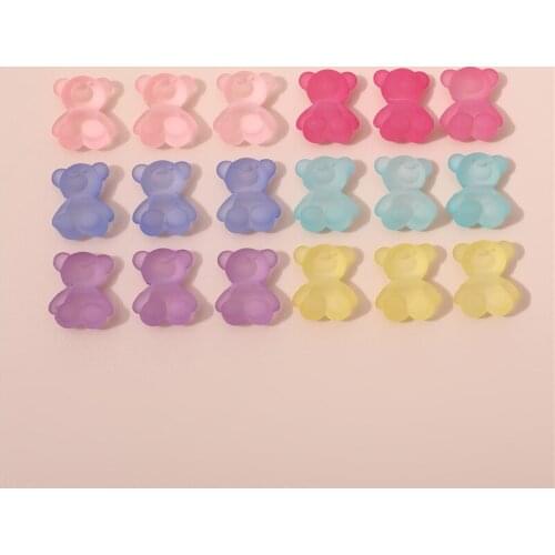 New style 50pcs/lot color Matte print animals cartoon bears shape resin Straight hole beads diy jewelry bracelet accessory