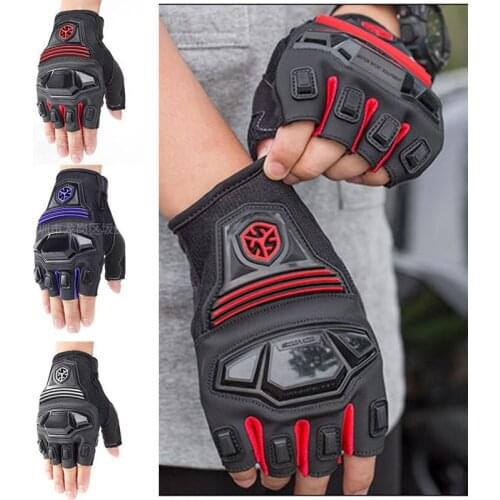 A Pair Motorcycle Gloves Summer Protective Gloves Outdoor Sport Half Finger Microfiber Hard Shell Protection Wear Resistant