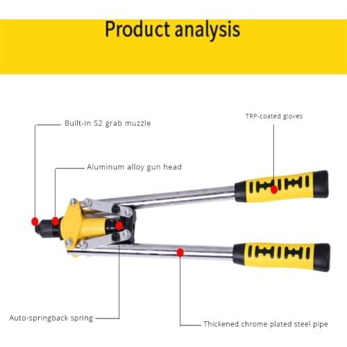 Rivet Gun Manual Double Handle Rivet Gun Pull Cap Gun Labor Saving Pull Manual Tool Non-Slip Labor-Saving Rivet Tool