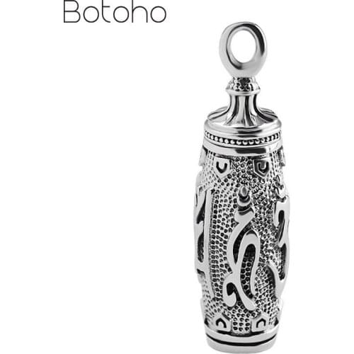 Real 925 Sterling Thai Silver Buddhism Gaudencio Openable Box Pendant without Chain Men Handmade Mantra Jewelry Tonneau