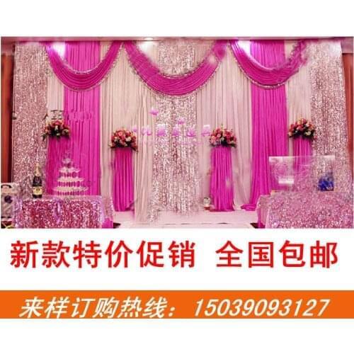 Luxury Pink Wedding Backdrop with Beatiful Silver Sequin Wedding drape and curtain wedding decoration