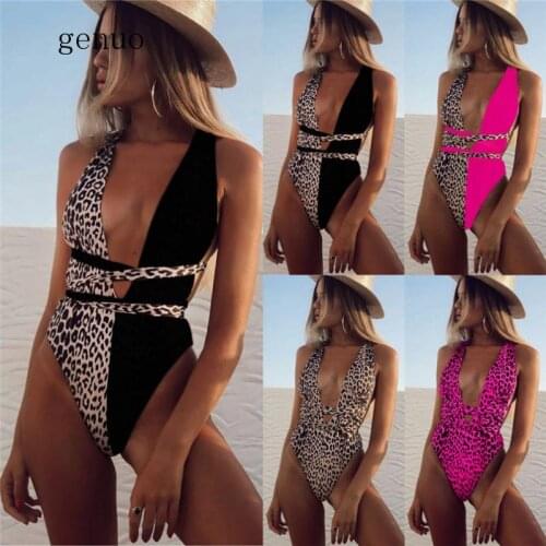 Sexy Lingerie Set Women One-Piece Leopard Push-Up Pad Bandage