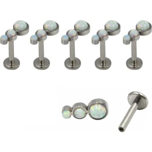 Trio Fire Snow Opal Internally Thread Labret Stud Lip Rings Ear Tragus Cartilage Earring Helix Piercing Charming Jewelry 16g