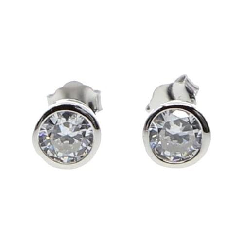 Real 925 Sterling Silver Cz Mini Round Stud Earrings AAA CZ Crystal Zircon Valentines Day Drop Shipping 6mm Fairy Cute Earrings