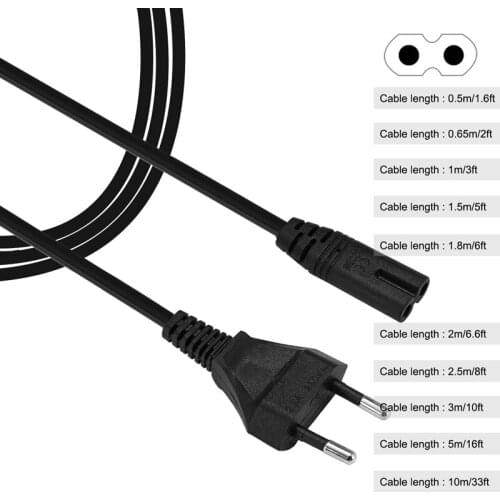 0.5-5m Laptop Power Cord AC Power Cable EU Plug IEC320 C7 AC Extension Cords For Dell Power Supply Adapter Radio Sony XBOX One S