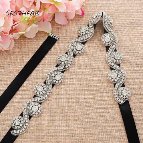 Beaded Bridal Belt Crystal Weddind Belt Silver Rhinestone Bridal Sash Belt For Wedding Accessories J152S