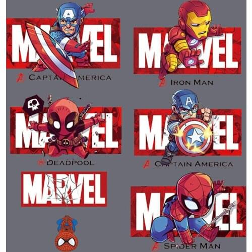 Marvel Spiderman Iron Man Cartoons Thermal Stickers for Clothes DIY Heat Transfer Kids Patches Iron on Transfer Children Patches