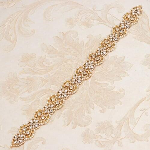 YANSTAR(5pcs) Wholesale Beaded Crystal Rhinestonesd Appliques Sewing On Bridal Sash Accessory DIY Made Bridal Sash YS866