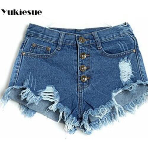 Women Summer Denim Shorts European and American BF Style Female High Waist Denim Shorts for Women ripped Hole Short pants
