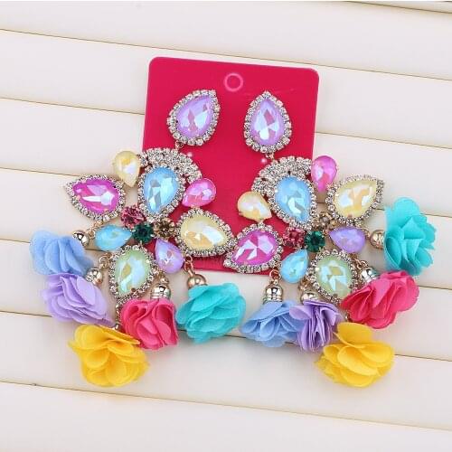 Statement Crystal Aretes Long Earrings Women Fashion Trend Drop Earring Fine Jewelry Rhinestone Accessories For Women Wholesale