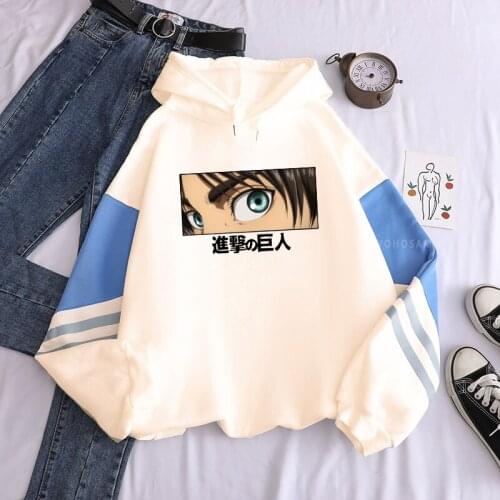 Harajuku Anime Attack On Titan Eyes Print Hooded Sweatshirts Women Cartoon Graphic Streetwear Oversized Winter Fashion Hoodies