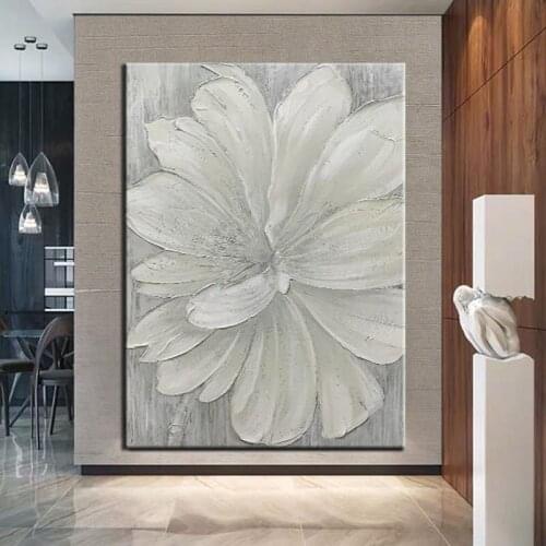 100% Hand Painted Oil Paintings Abstract Canvas Painting Wall Art Gray Modern Flower For Office Room Nordic Home Decor No Frame