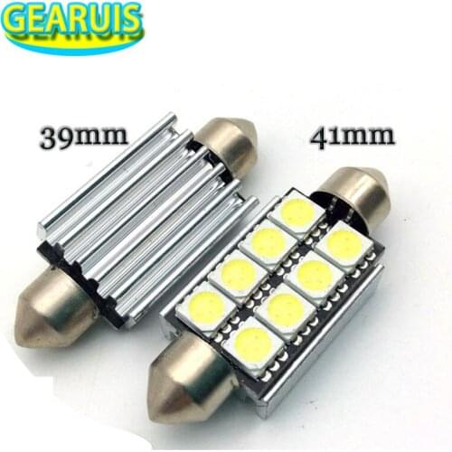 10X 39mm 41mm 8 SMD 5050 LED Canbus Error Free Car Panel Festoon Dome Reading Light Lamp Bulb DC12V White