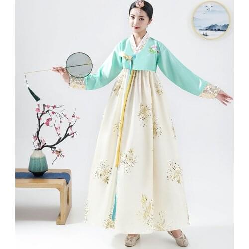 Sequined Big Skirt Hanbok Korean Traditional Palace Costume Traditional Folk Dance Performance Costume Holiday Embroidered Dress