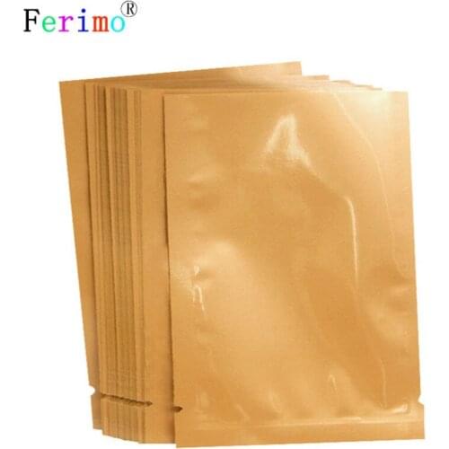 Ferimo 100pcs Orange small heat seal bag packaging storage plastic aluminum open top bag wholesale