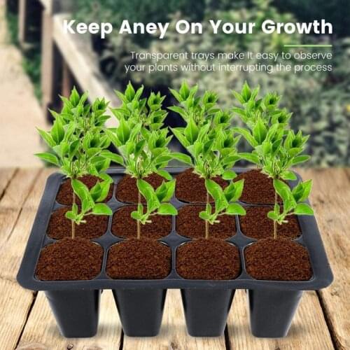 Hot 8 Pcs Seed Trays with Lids 12 Cells Seed Starter Tray Plastic Seed Propagator Tray Set Seedling Trays Sprouting Trays