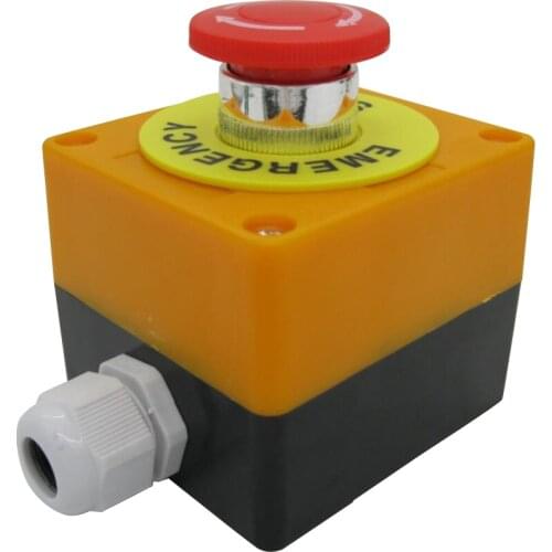 Red Mushroom Cap Plastic Shell DPST Emergency Stop Push Button Switch AC660V 10A Equipment Lift Elevator Latching e-stop switch