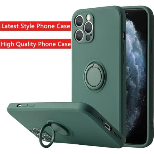 Liquid Silicone Finger Ring Stand Magnetic Holder Bracket For iPhone 12 11 Pro Max Mini XR X XS Max 7 8 Plus SE 2020 Phone Case