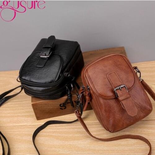Gusure Retro Designer Small Handbag for Women PU Leather Crossbody Shoulder Bag Lady High Quality Mini Messenger Bag Phone Purse