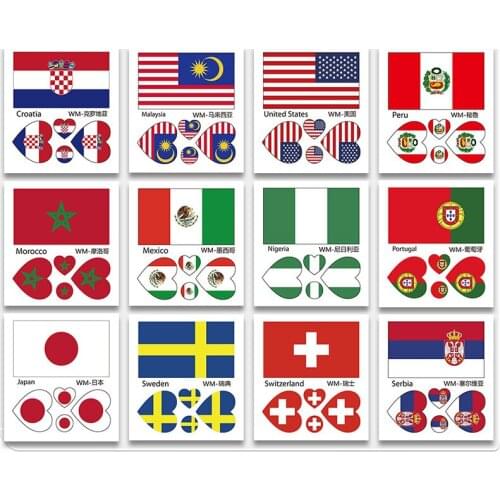 Fans Temporary Countries Flags Tattoo Sticker Waterproof Face Stickers for World Cup Games International Competitions