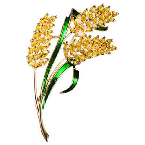 2021 new Korean version of the explosive summer zircon brooch enamel golden wheat spike brooch clothing accessories jewelry