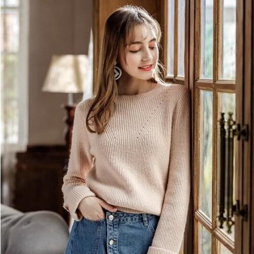 Artfeel New Arrival Autumn Womens Sweaters 2018 Winter Sweet Girl Sweater Slim Sweater Apricot Loose Casual Sweater Plus Size