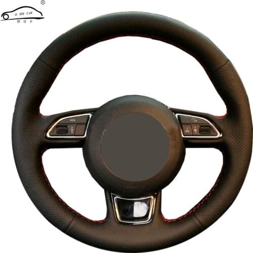 Genuine Leather Car Steering Wheel Cover For Audi A3 A4 A5 A6 A7 Allroad Rs 7 2014-2015 S6 S7 2013-2018 S8/Steering Wheel Braid