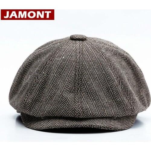 JAMONT 2018 Autumn Winter Cap Men Women Newsboy Caps Vintage Beret Hat Octagonal Striped Artist Hats British Style Gorras