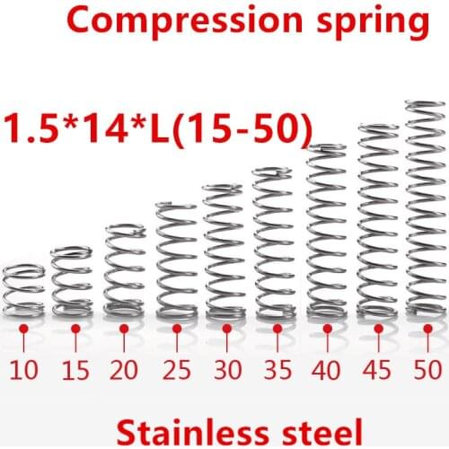 10pcs/lot 1.5*14*10/15/20/25/30/35/40/45/50mm spring 1.5mm stainless steel Micro small Compression spring