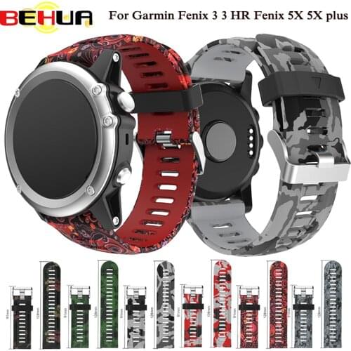 26mm Width Watch Strap for Garmin Fenix 3 Replacement Watch Band Outdoor Sport Silicone Watchband for Garmin Fenix3 HR/ Fenix 5X