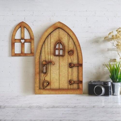 DIY Wooden Fairy Elf Door Craft Garden Decor Dollhouse Three-dimensional Assembly Kit Vintage House Miniature Children Diy Gift