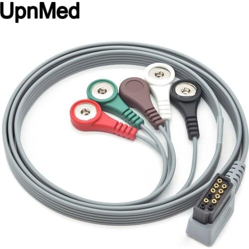 Compatible HP Digitrak-Plus 3100 Holter 5 Lead Wires,Snap,AHA