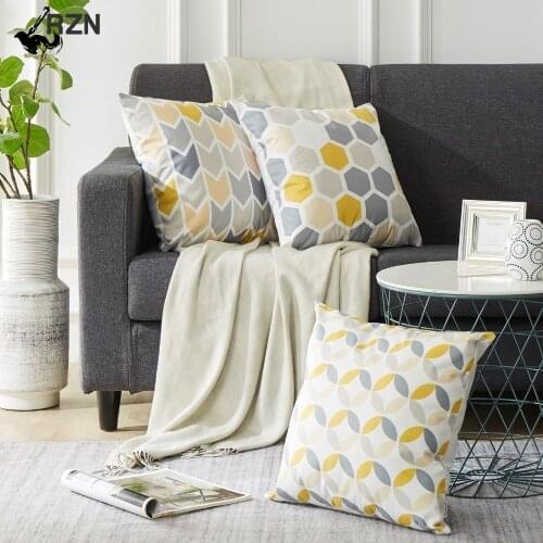 Modern Geometric Decorative Throw Pillow Cases Cushion Covers For Sofa Seat Chair Car 45x45cm Gray Yellow Color