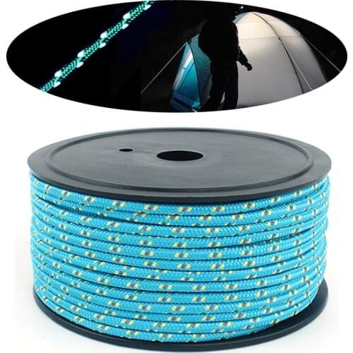 50m Reflective Solid Braid Nylon Camping Rope Cord Tensioner Tent Accessory for Outdoor Travel Hiking Backpacking and Lanyards