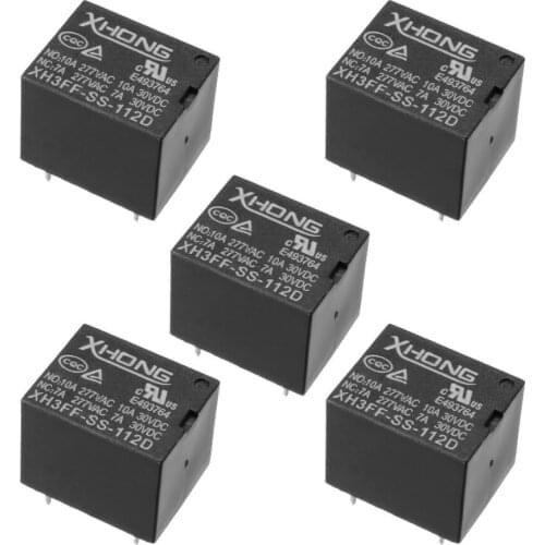 UXCELL 5PCS PCB Electromagnetic Relays DC5/12V Coil 4/5Pin Mini PCB Electromagnetic Power Relay 10A 277V AC /10A 30V DC Supplies