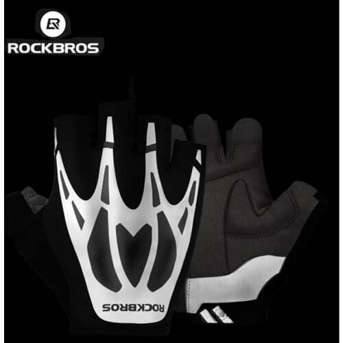 ROCKBROS Bicycle Gloves Outdoor Sport Men Women MTB Road Bike Gloves Fitness Summer Autumn Half Finger Reflective Cycling Gloves
