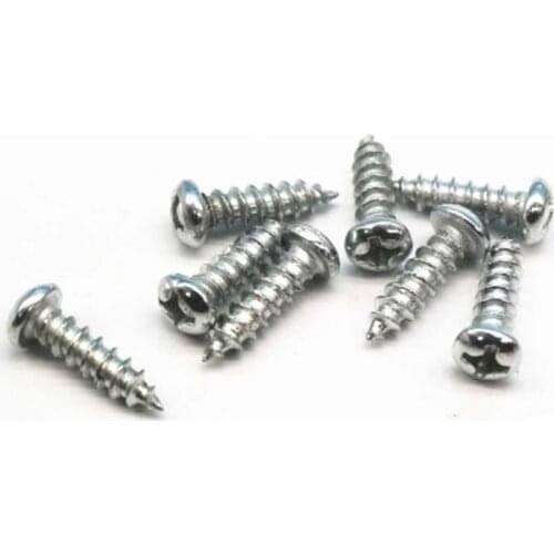 50pcs M2 Pillips hafl round head screws cross pan headed screw self-tapping sharp tail bolts white zinc bolt 4mm-20mm long