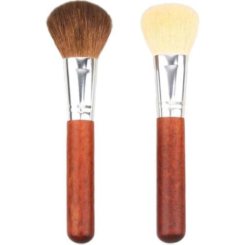High quality wood handle blusher brush professional goat hair sculpting brush soft animal hair powder brush in makeup
