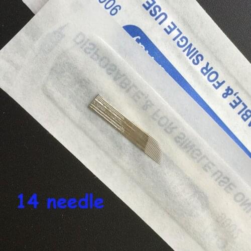 100Pcs 14 needle Permanent Makeup Eyebrow Tatoo Blade Microblading Needles For 3D Embroidery Manual Tattoo Pen Machine