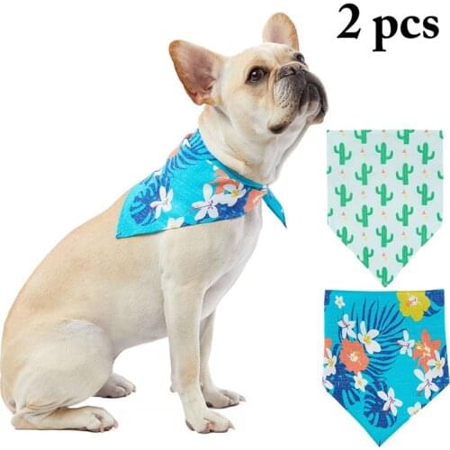 2PCS Pet Bandana Cute Beach Style Dog Bandana Bib Pet Bib Ties Collar Cat Dog Scarf Dog Accessories for Hawaii Party
