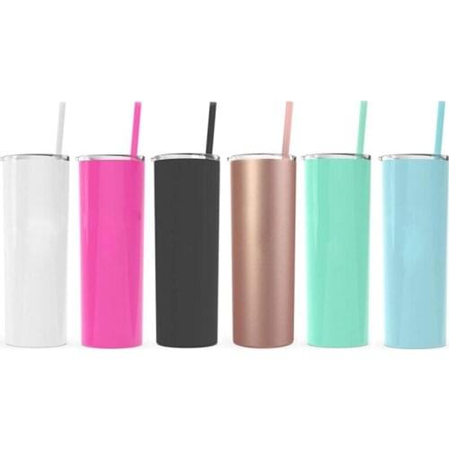 24PCS 20 Ounce Skinny Stainless Steel Tumbler Straight Cup Double Wall Water Bottle Insulated Coffee Mug Flask Thermos