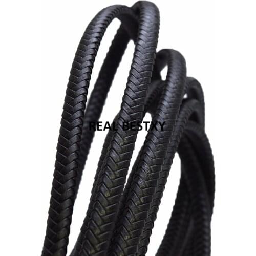 5m/lot approx:5*4mm Black Flat Braided Leather Cord For DIY Necklace Bracelet Making String Rope Thread Jewelry Making Materials
