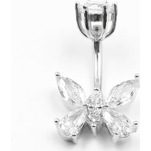 925 sterling silver Navel Piercing fashion butterfly shape belly button ring for women body jewelry