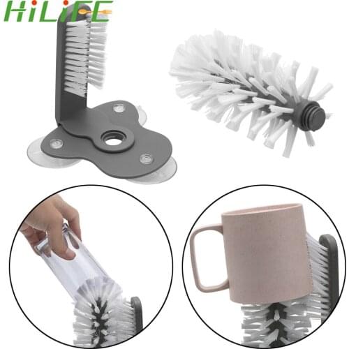HILIFE Household Goods Removable PVC Glass Cleaning Rotating Cup Teacup Brush With Wall Suction Home Kitchen Cleaning