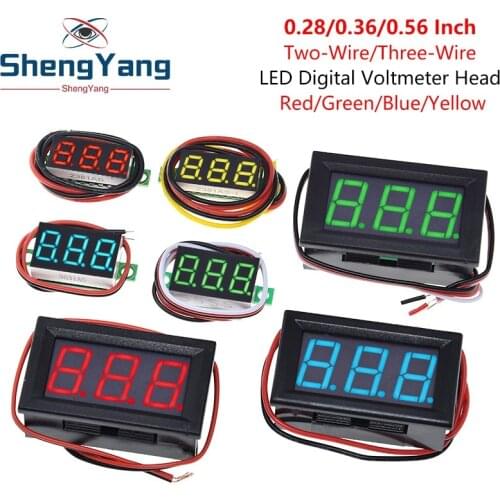 Digital Voltmeter 0.28/0.36/0.56 Inch Digital Voltmeter Voltage Panel Meter Red/Blue/Green/Yellow Electromobile Motorcycle Car