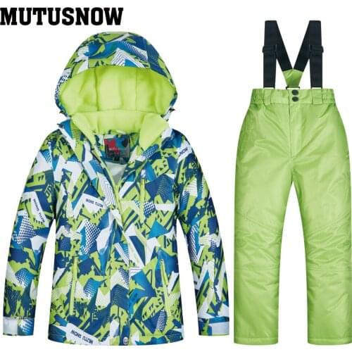 Childrens Ski Jacket Thickened Boys Outdoor Suit Warm and Cold-proof Ski Dress Girls Mountaineering Dress Waterproof Winter
