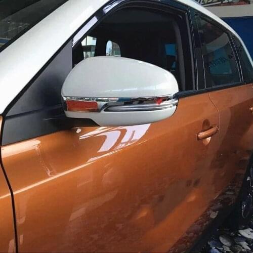 For Suzuki Vitara 2016-2018 car body ABS chrome back rear view Rearview Side Mirror stick trim frame lamp molding 2pcs