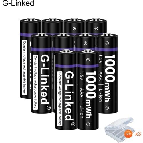 G-Linked 10PCS 1.5V AAA Lithium Li-ion 1000mWh Rechargeable Battery AAA Batteria 1.5V Li-ion Batteries Rechargeable AAA Lithium