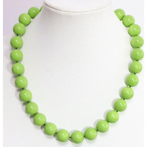 Hot high grade green baking paint glass round beads 8,10,12mm elegant necklace factory price fashion fine jewelry 18inch B1468