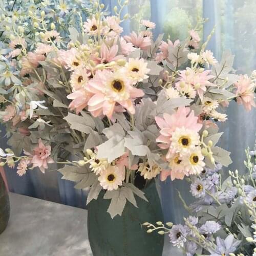 Artificial Dali Chrysanthemum Silk Flower Branch Fake Daisy Flowers Wedding Party Home Hotel Decoration
